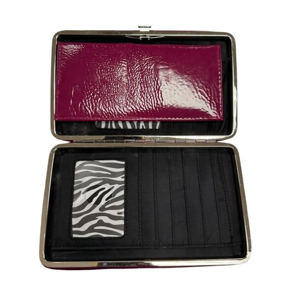 Western Bling Cross Wallet With Zebra Print Interior & Card Slots Fuchsia & Blac - Picture 2 of 7